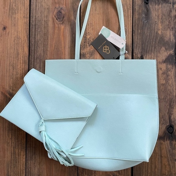 STREET level 100% leather bag mint green - Picture 1 of 8